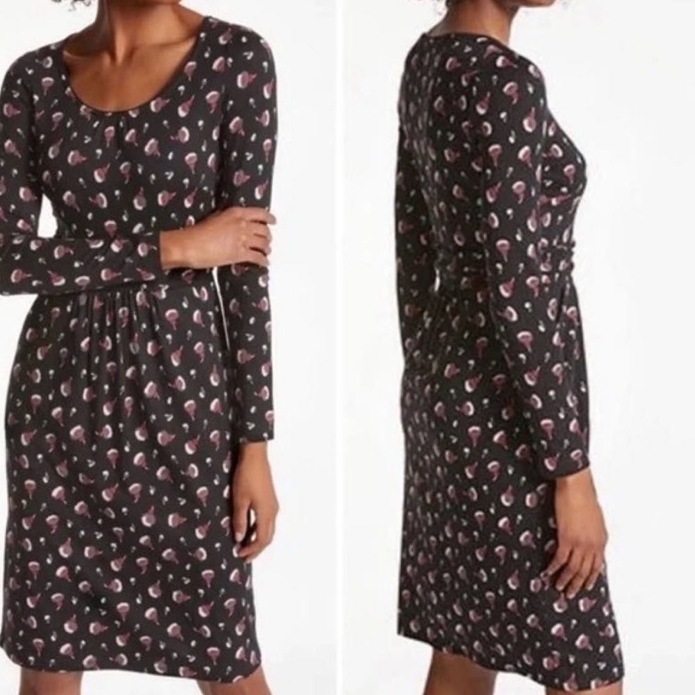 Boden Black Floral Bud Midi Dress Mabel Jersey Style, Size 4–Beautiful•••